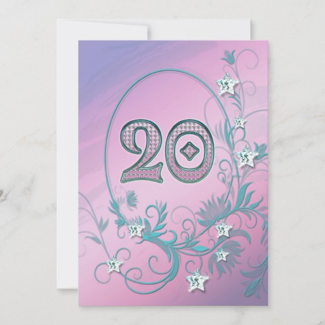 Convite de aniversário de 20 anos (Frente)