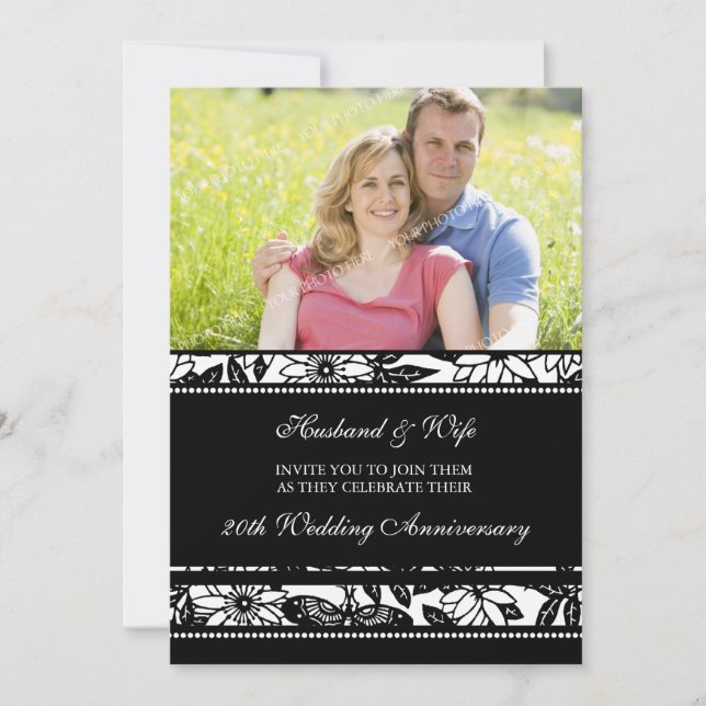 Convite de Aniversário de 20 Anos com Foto Floral  (Frente)