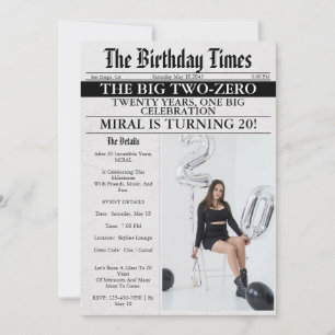 Convite de Aniversário de 20 Anos da Garota da Fot