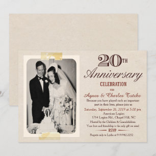Convite de Aniversário de 20 Anos de Casamento - F