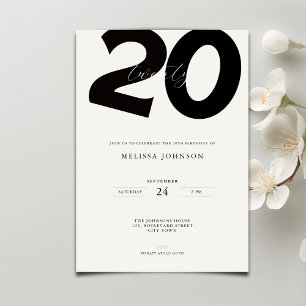 Convite de Aniversário de 20 Anos Elegante - Estil