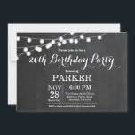 Convite de Aniversário de 20 Anos em Quadro Negro<br><div class="desc">Convite de Aniversário de 20 Anos com Luzes de Corda e Fundo de Quadro Negro. 13º 15º 16º 18º 21º 30º 40º 50º 60º 70º 80º 90º 100º,  Qualquer idade. Para personalização adicional,  clique no botão "Personalize" e use nossa ferramenta de design para modificar este modelo.</div>