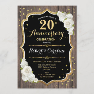 Convite de Aniversário de 20 Anos - Madeira Rústic
