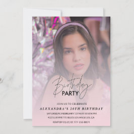 Convite de aniversário de 20 anos Pink Shadow Girl