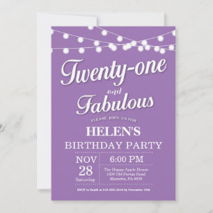 Convite de Aniversário de 20 Anos Roxo Fabuloso