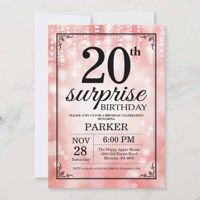 Convite de Aniversário de 20 anos Surpresa com Bri (Frente)