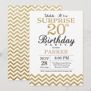 Convite de Aniversário de 20 anos Surpresa com Bri