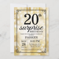 Convite de Aniversário de 20 anos Surpresa com Bri