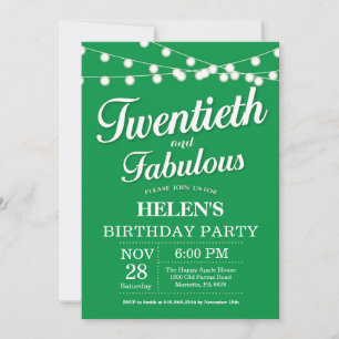 Convite de Aniversário de 20 Anos Verde Fabuloso