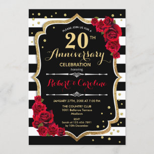 Convite de Aniversário de 20 Anos - Vermelho Doura