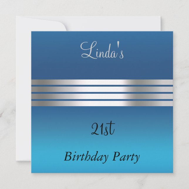 Convite de Aniversário de 21 anos Azul (Frente)