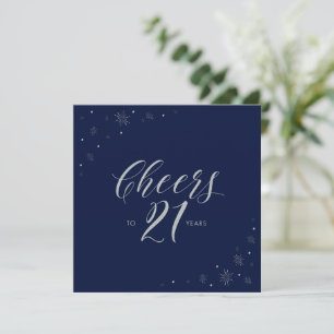 Convite de Aniversário de 21 Anos Azul Marinho Pra
