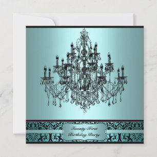Convite de Aniversário de 21 Anos com Lustre Azul