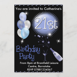 Convite de Aniversário de 21 Anos - Copo de Coquet