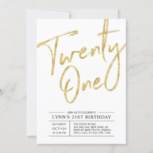 Convite de Aniversário de 21 anos Dourado