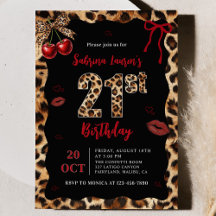 Convite de Aniversário de 21 Anos Leopardo Guepard