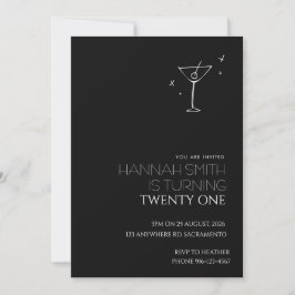 Convite de Aniversário de 21 Anos Minimalista Pret