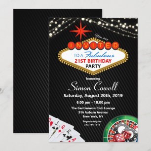 Convite de Aniversário de 21 Anos para Cassino em