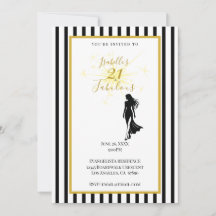 Convite de Aniversário de 21 Anos Preto e Dourado