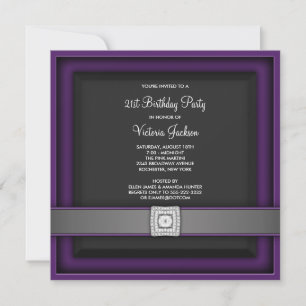 Convite de Aniversário de 21 Anos Roxo