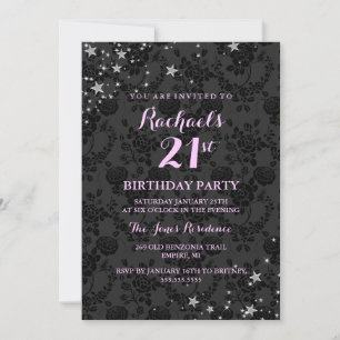 Convite de Aniversário de 21 anos Sparkle Stars