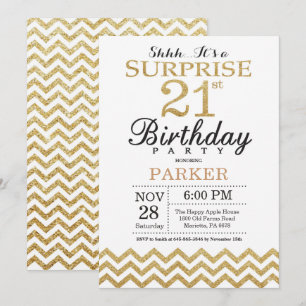 Convite de Aniversário de 21 anos Surpresa com Bri