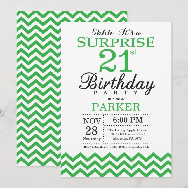 Convite de Aniversário de 21 anos Surpresa com Che (Frente/Verso)