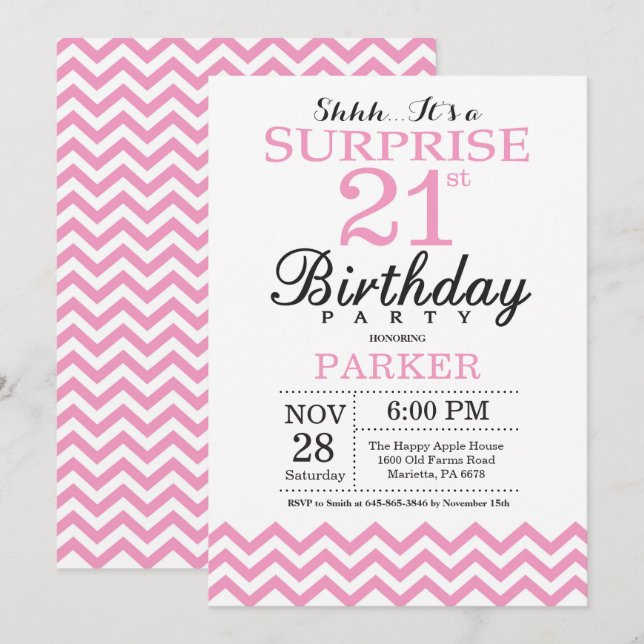 Convite de Aniversário de 21 anos Surpresa com Che (Frente/Verso)