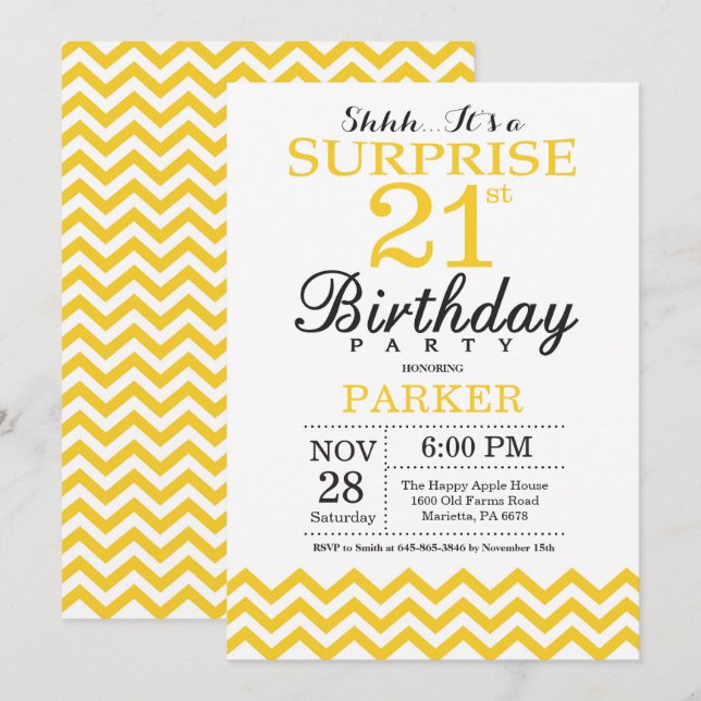 Convite de Aniversário de 21 anos Surpresa com Che (Frente/Verso)
