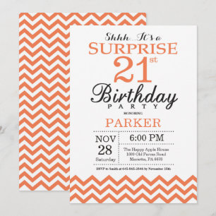 Convite de Aniversário de 21 anos Surpresa Coral C