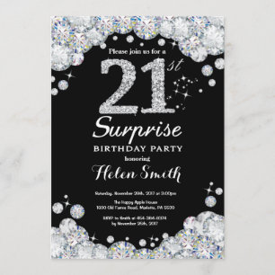 Convite de Aniversário de 21 Anos Surpresa Diamant