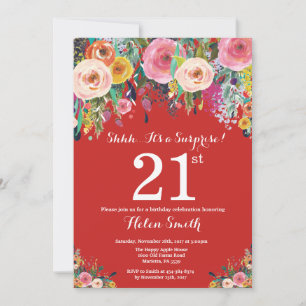 Convite de Aniversário de 21 anos Surpresa Floral