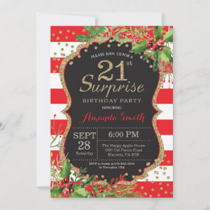Convite de Aniversário de 21 anos Surpresa Natal D