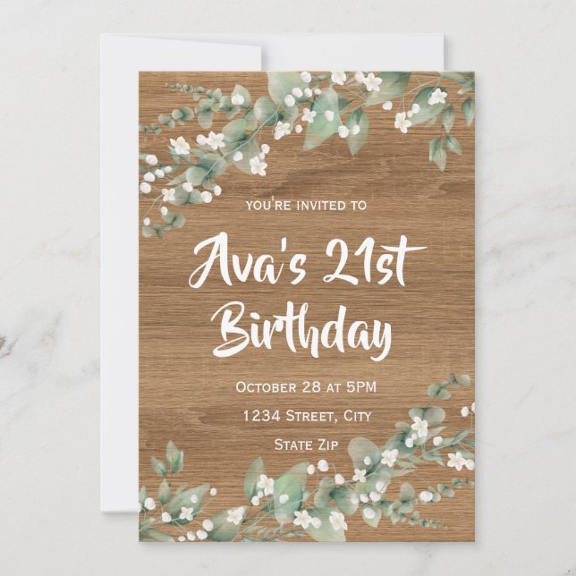 Convite de Aniversário de 21 anos – Vegetação Rúst (Frente)