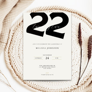 Convite de Aniversário de 22 anos Minimalista - Ti