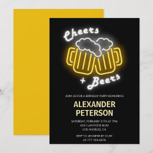 Convite de aniversário de 23 anos Neon Cheers e Be