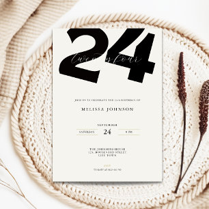 Convite de Aniversário de 24 anos Minimalista - Ti
