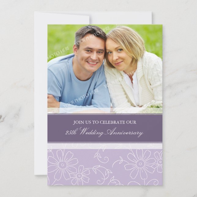 Convite de Aniversário de 25 Anos com Foto Floral  (Frente)