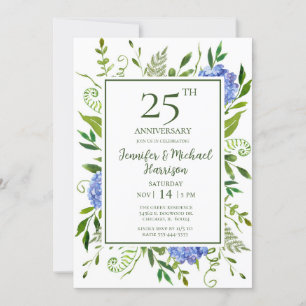 Convite de Aniversário de 25 Anos com Hortênsias A