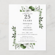 Convite de Aniversário de 25 Anos com Orçamento pa