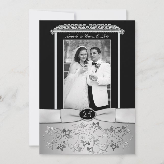 Convite de Aniversário de 25 Anos de Casamento com (Frente)