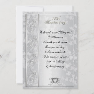 Convite de aniversário de 25 anos de casamento ele
