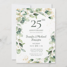 Convite de Aniversário de 25 anos Eucalyptus