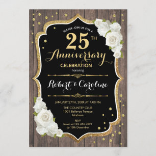 Convite de Aniversário de 25 anos - Madeira Rústic