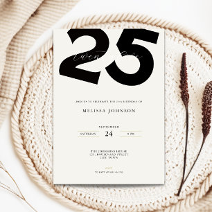 Convite de Aniversário de 25 anos Minimalista - Ti