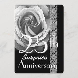 Convite de Aniversário de 25 anos SURPRESA Rosa V0
