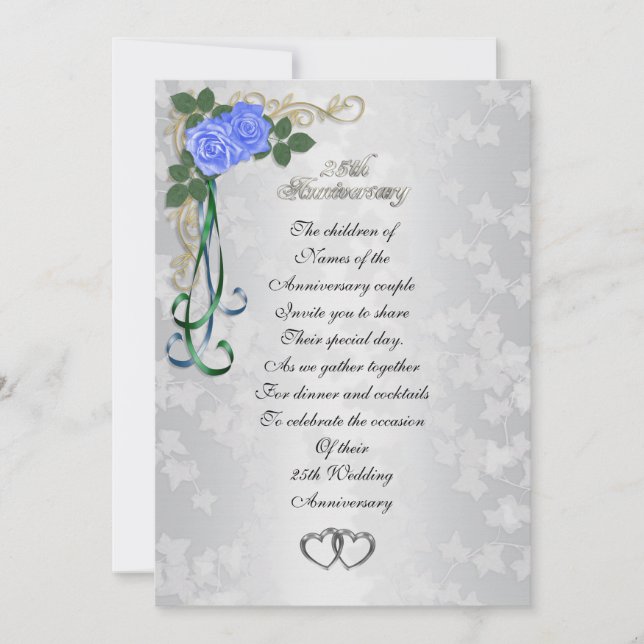 Convite de aniversário de 25 Silver (Frente)