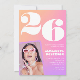 Convite de aniversário de 26 anos com gradiente ro