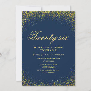 Convite de aniversário de 26 anos elegante Glitter