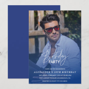 convite de aniversário de 28 anos azul Festa de an